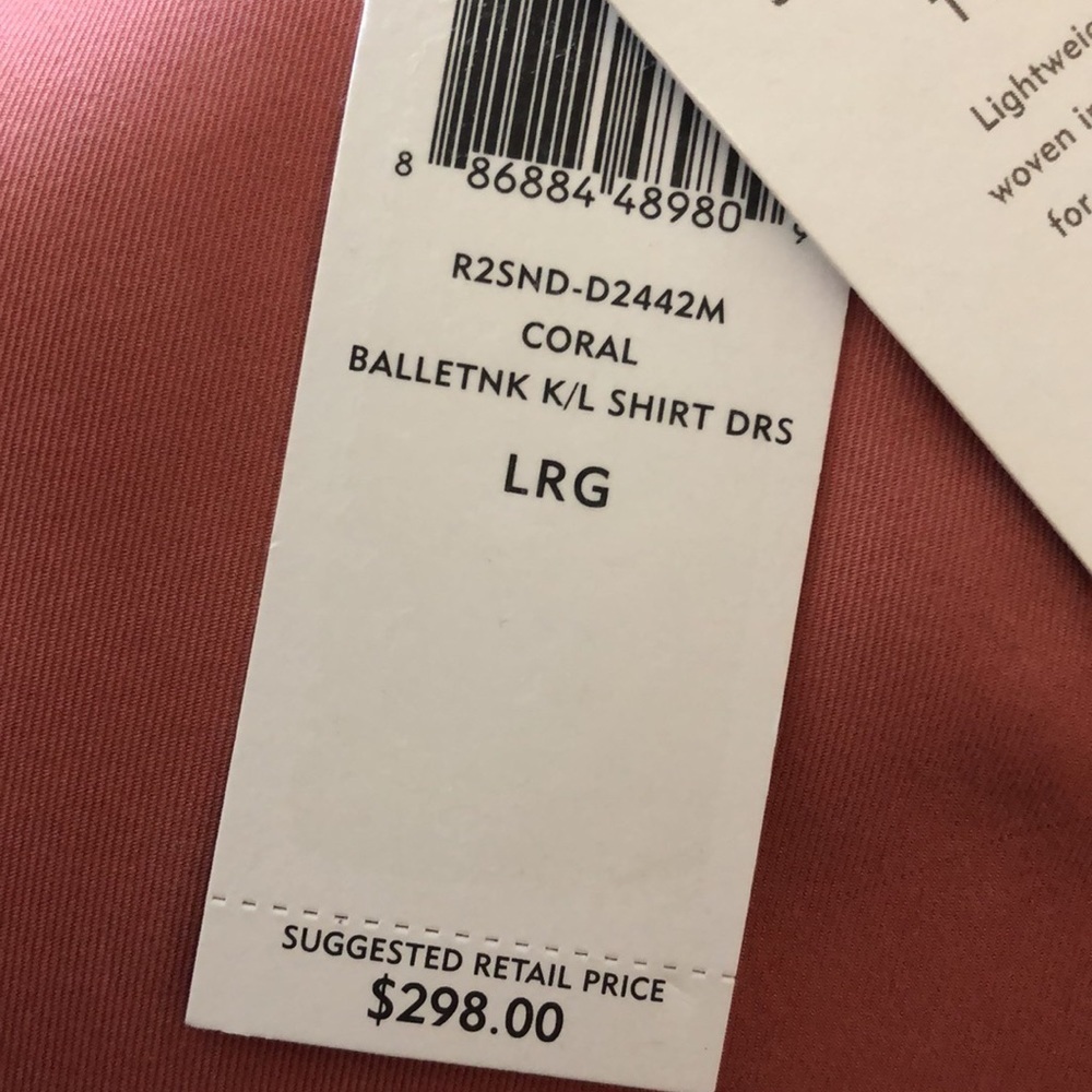 EILEEN FISHER SILK TWILL SHIRT DRESS in Coral NWT sz L - Picture 11 of 11